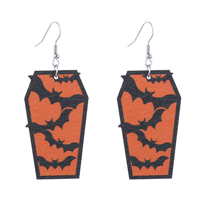 Halloween Women Funny Horror Ghost Witch Wooden Earrings