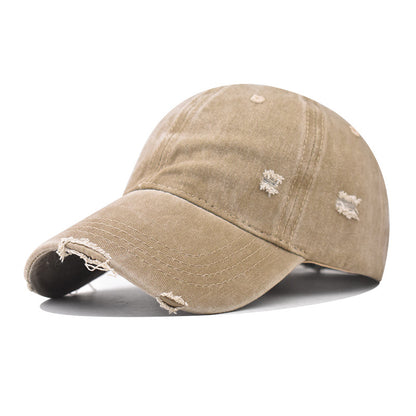 Fashion Casual Solid Color Ripped Baseball Cap Cotton Unisex Style