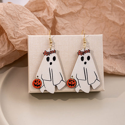 Halloween Women Cartoon Ghost Skull Earrings Alloy Jewelry