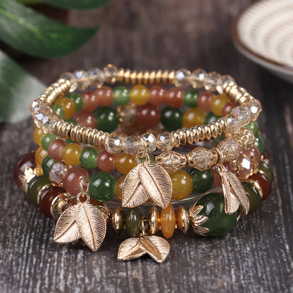 Conjunto de pulseras multicapa con cuentas bohemias