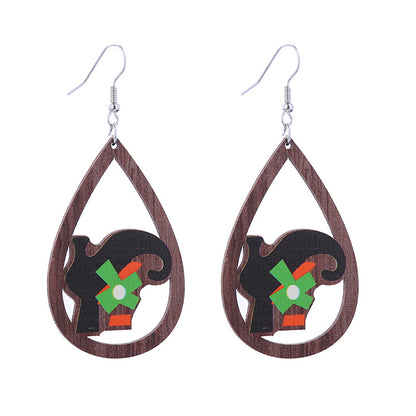 Halloween Women Funny Ghost Pumpkin Spider Skull Bat Earrings