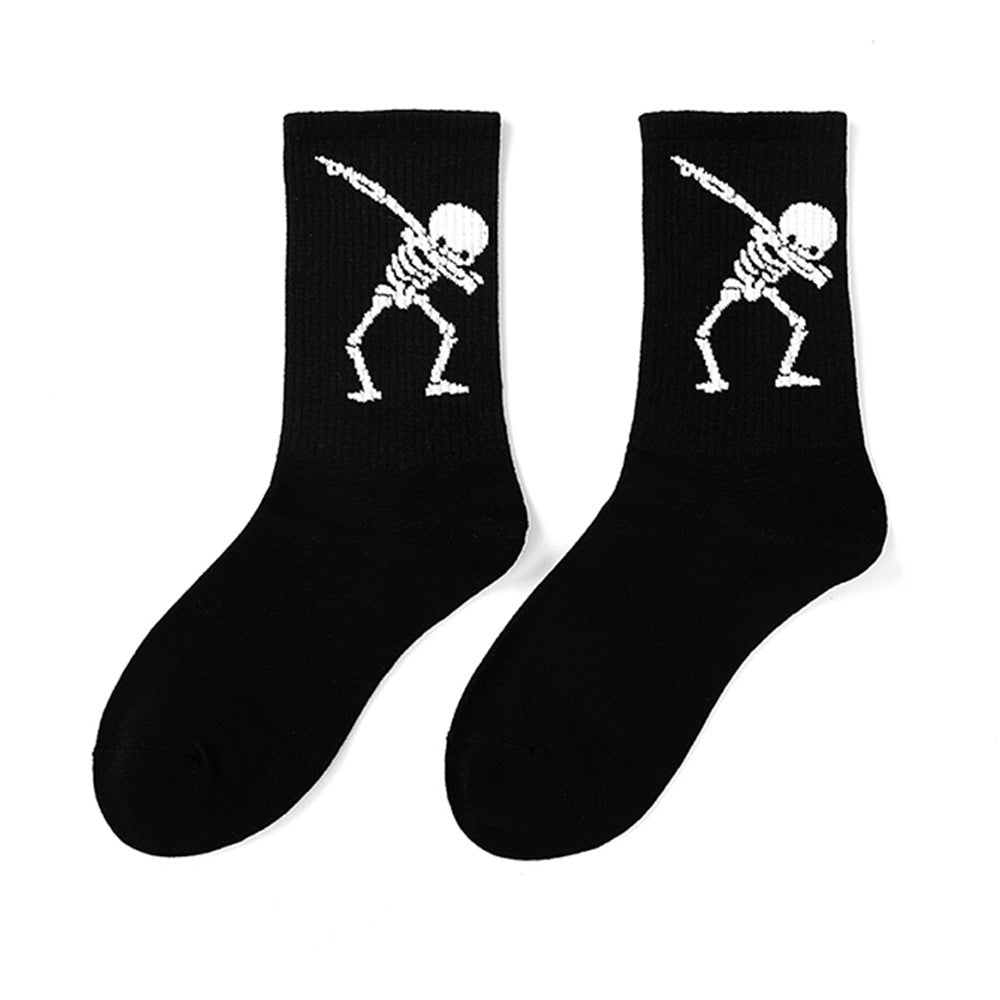 Calcetines de Halloween para hombre con diseño punk de calavera y palmeras y astronauta