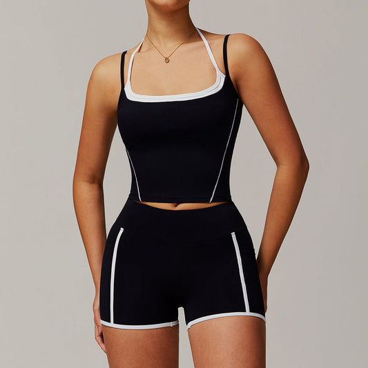 Women Yoga Color Contrast Two-Piece Set