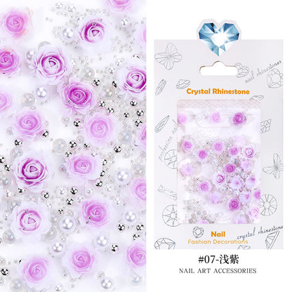 Décoration d'ongles créative en résine florale tridimensionnelle pour femmes, motif rose