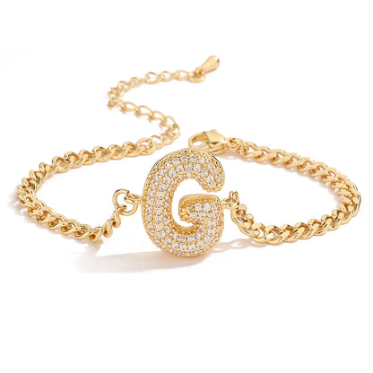 Fashion 26 Zircon Alphabet Bracelet