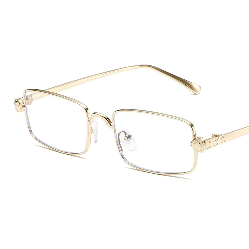 Lunettes de soleil carrées à petite monture en métal, style rétro et décontracté