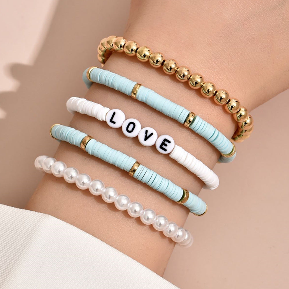 Unisex Bohemian Colorful Polymer Clay Bracelet Set