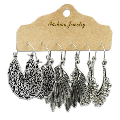 Conjunto de pendientes con borlas creativas retro de estilo étnico bohemio