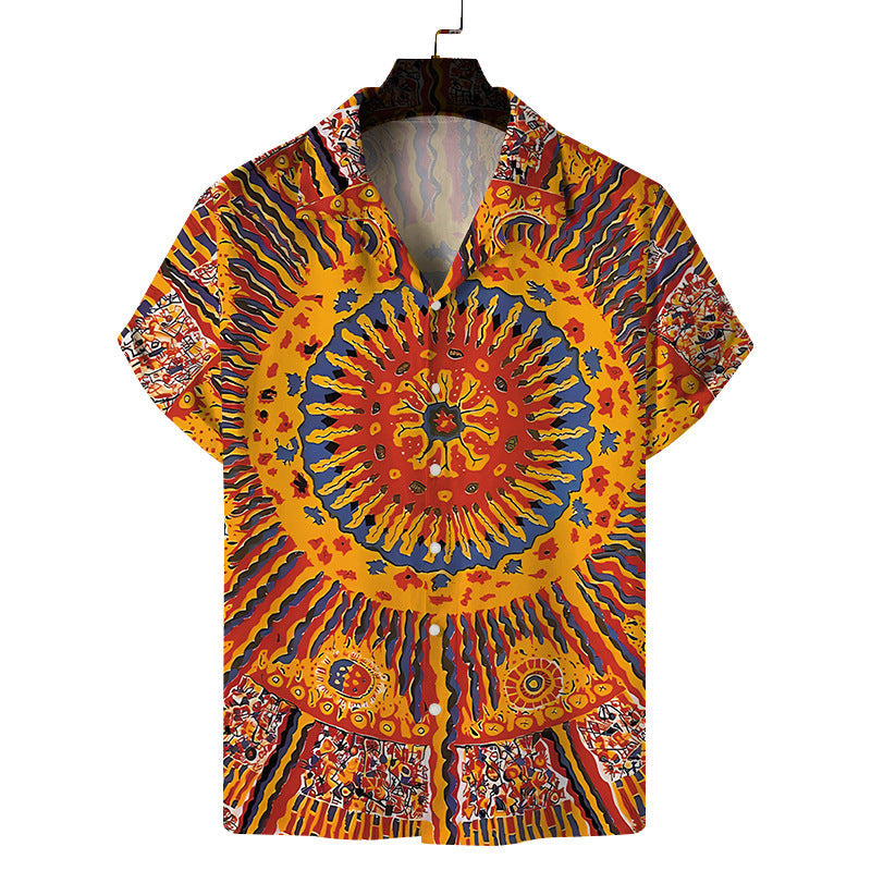 Camisa informal con solapa y estampado de mariposas 3D para hombre
