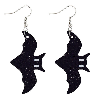 Halloween Women Horror Funny Pumpkin Ghost Bat PU Earrings