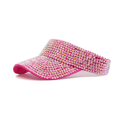 Sombrero de verano para exteriores con protección solar y diamantes de imitación