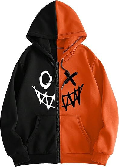 Men Fashion Casual Demon 3D Printed Long-Sleeve Zipper Hoodies