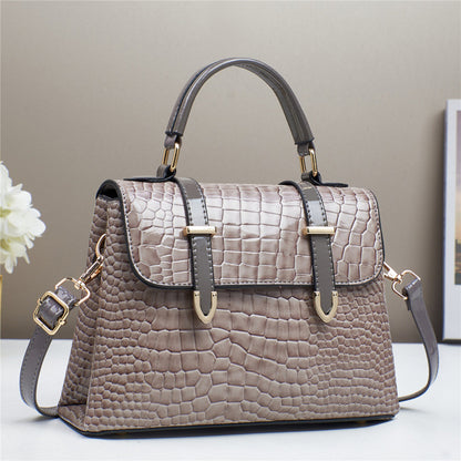 Sac à main en cuir brillant à motif crocodile pour femme