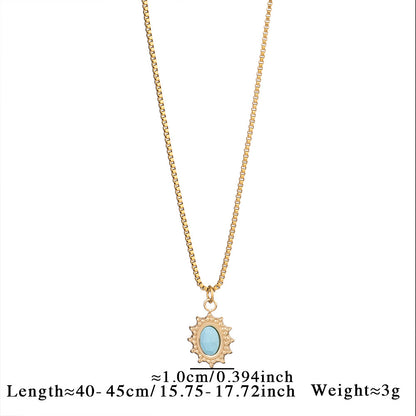 Collar sencillo de acero y titanio con piedras naturales y diseño de amor para mujer