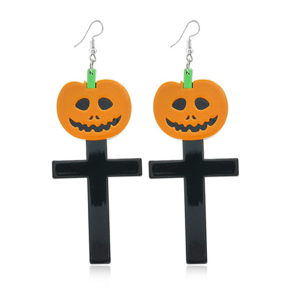 Pendientes de calavera de calabaza con diseño de Halloween para mujer