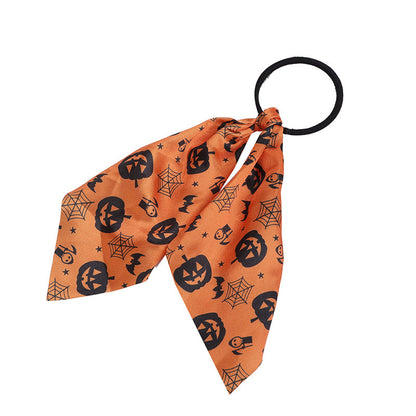 Halloween Women Cartoon Ghost Pumpkin Hair Rope Ribbon