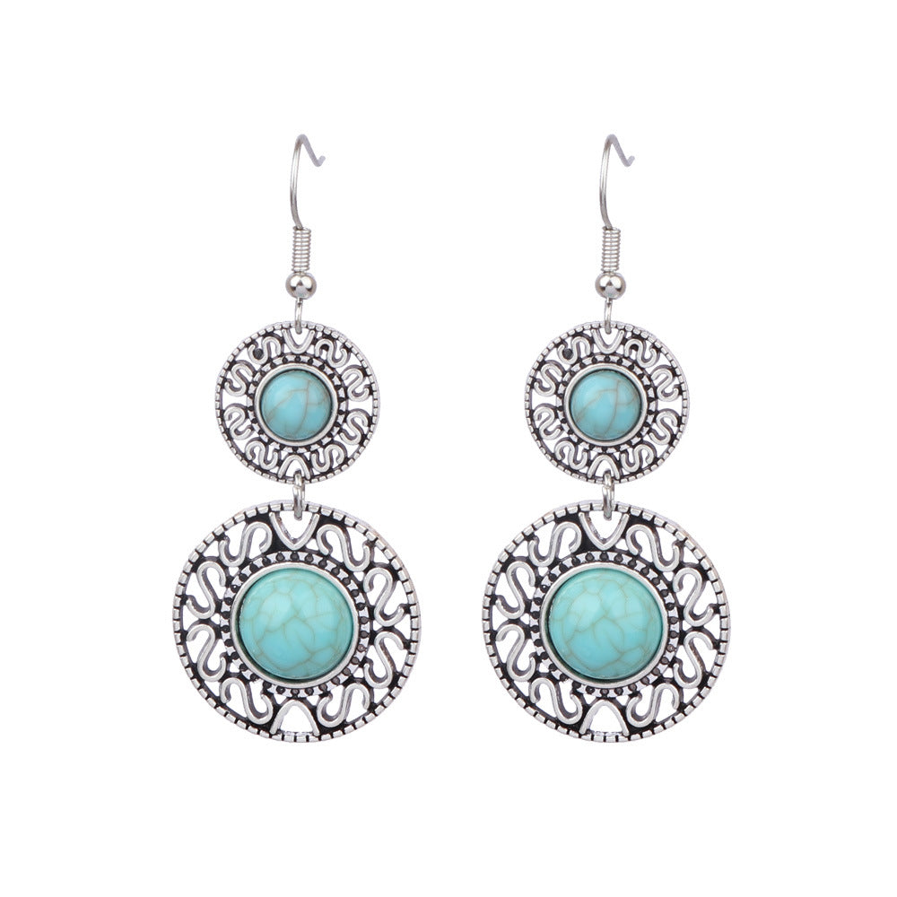 Conjunto de pendientes turquesa retro de estilo étnico bohemio