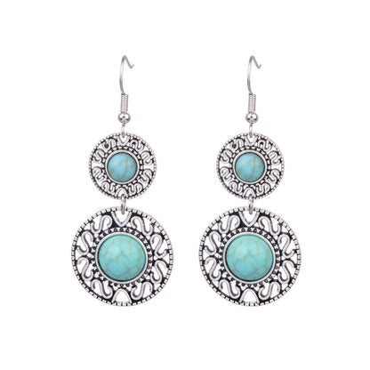 Conjunto de pendientes turquesa retro de estilo étnico bohemio