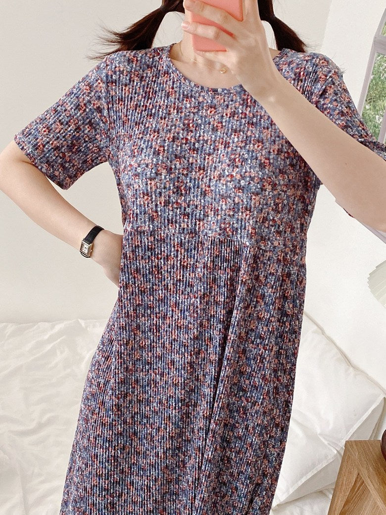 Women Casual Floral Printed Short Sleeve Dress
