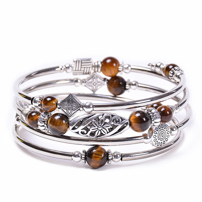 Pulsera bohemia de cuentas de piedra natural para mujer