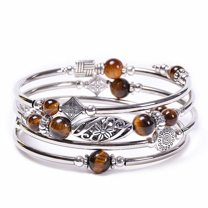 Pulsera bohemia de cuentas de piedra natural para mujer