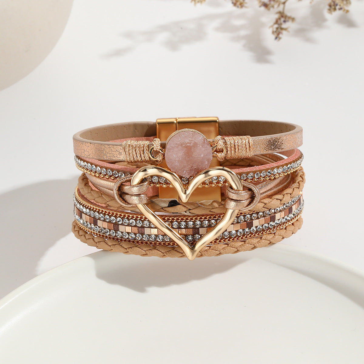 Bohemian Multi-Layer Heart-Shaped Wrap Bracelet