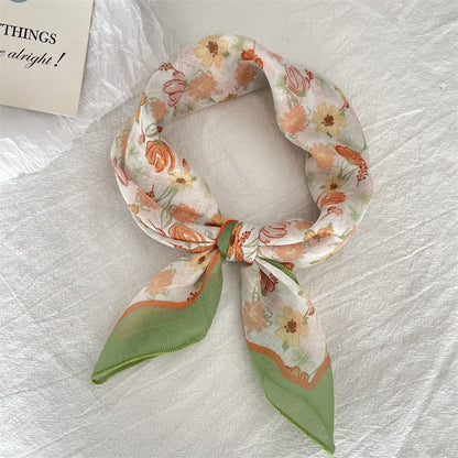 Bufanda floral de lino y algodón de moda de verano para mujer