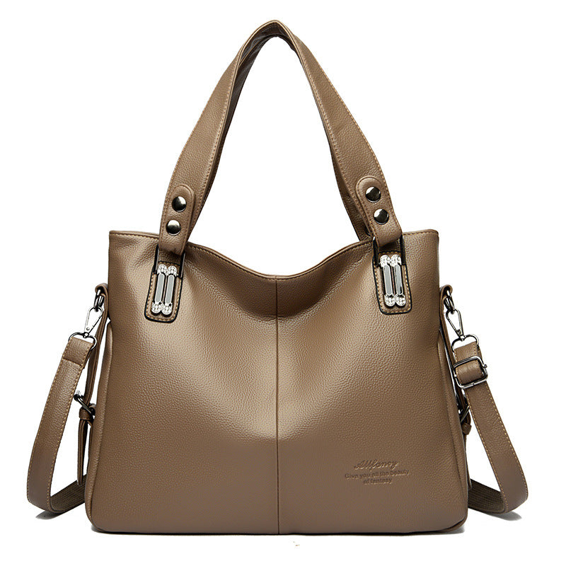 Sac à main en PU de grande capacité, décontracté et tendance, couleur unie, pour femmes