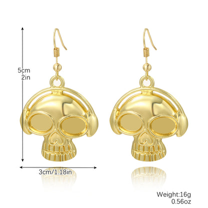 Halloween Women Creative Pumpkin Skull Bat Earrings
