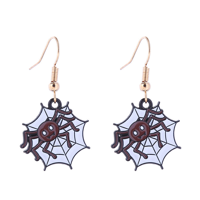 Halloween Women Horror Skull Spider Pumpkin Alloy Earrings