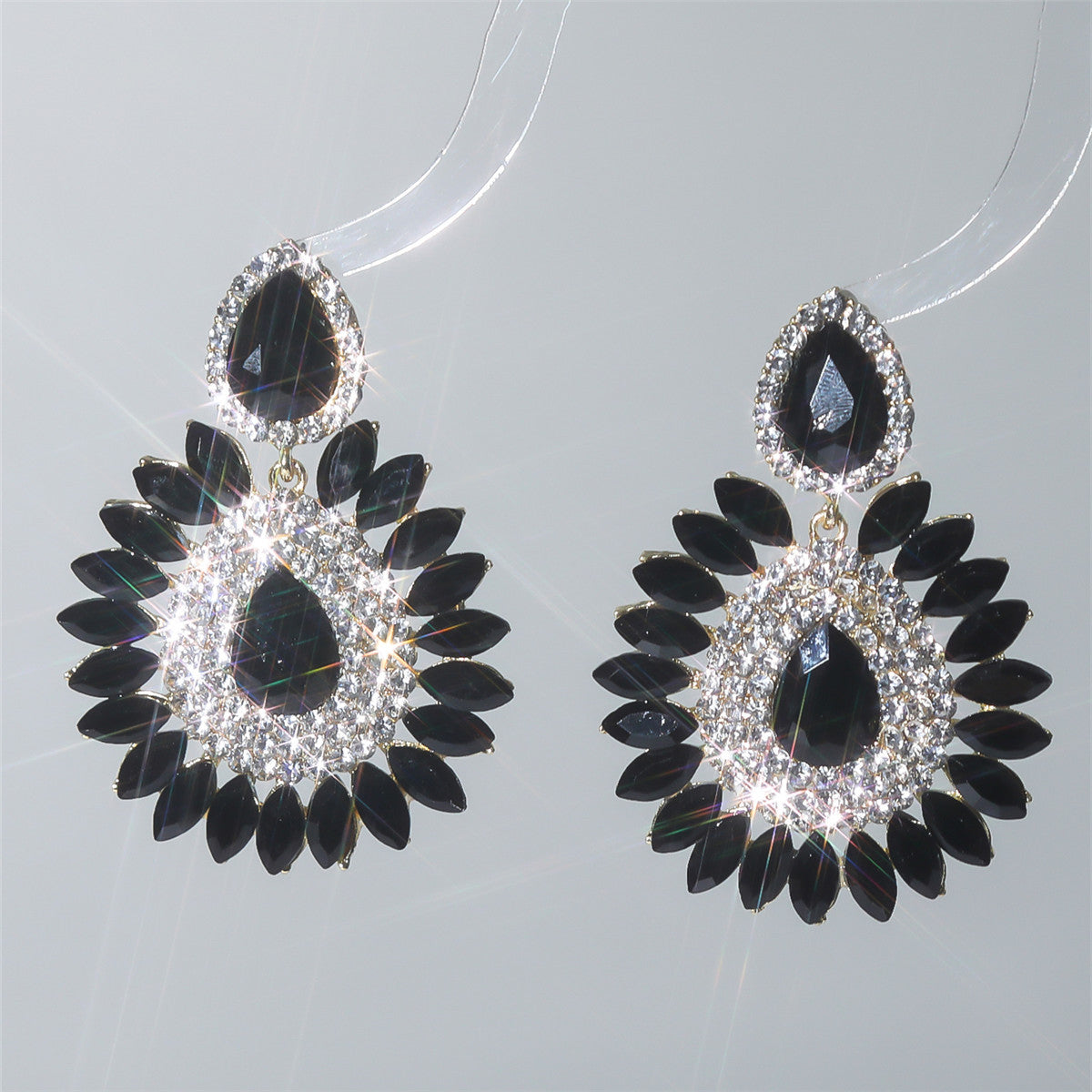 Boucles d'oreilles à strass multicolores exagérées pour femmes