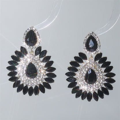 Boucles d'oreilles à strass multicolores exagérées pour femmes