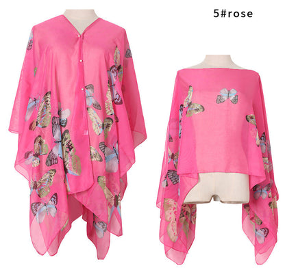 Chal de verano con estampado de mariposas para mujer