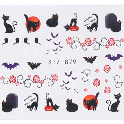 Autocollants pour ongles motif crâne et feuille d'érable pour femme, mode Halloween