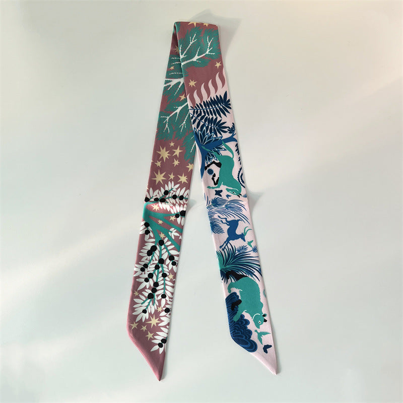 Bufanda con asa para bolso con lazo estampado de moda