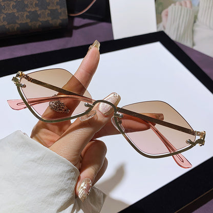 Fashion Half Frame Diamond Sunglasses