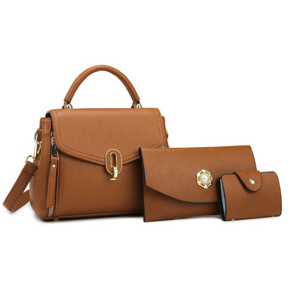 Elegante conjunto de bolso de mano de gran capacidad en color sólido