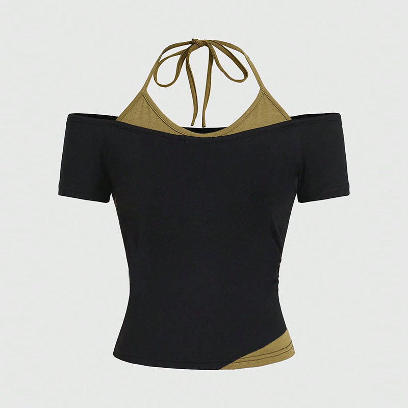 Camiseta de manga corta con estampado gótico de moda de verano para mujer