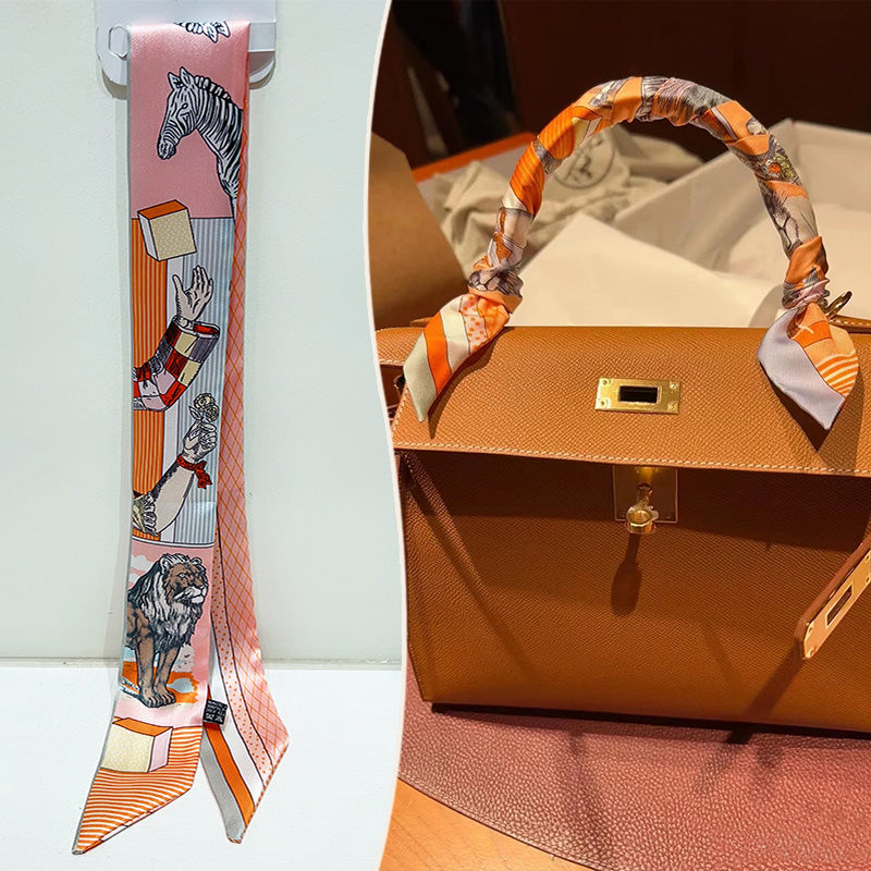 Bufanda con asa para bolso con lazo estampado de moda