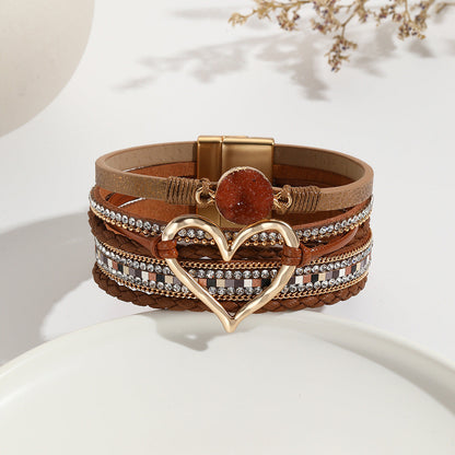 Bohemian Multi-Layer Heart-Shaped Wrap Bracelet