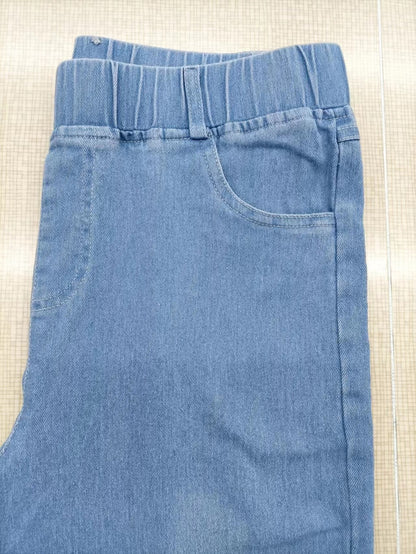 Women Fashion Casual Solid Color Loose Wide Leg Jeans