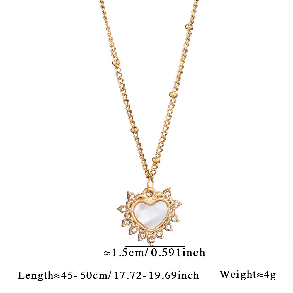 Collar sencillo de acero y titanio con piedras naturales y diseño de amor para mujer