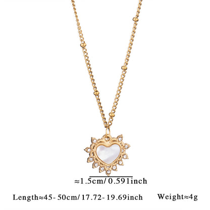 Collar sencillo de acero y titanio con piedras naturales y diseño de amor para mujer