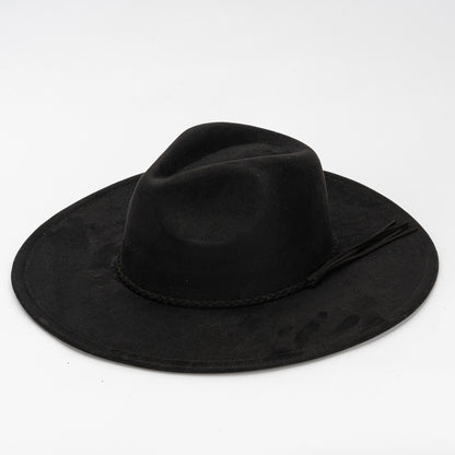 Fashion Casual Solid Color Big Side Suede Flat Hat
