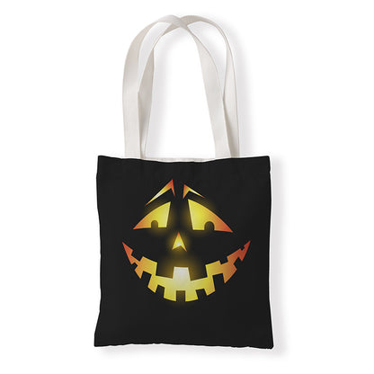 Bolsa de lona con estampado de calabaza divertida de dibujos animados de Halloween