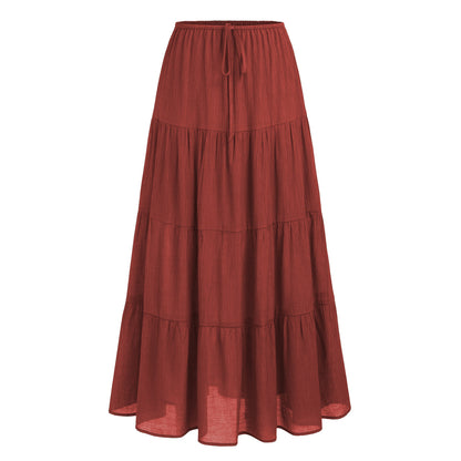 Women Fashion Solid Color Printed High Waist Skirt