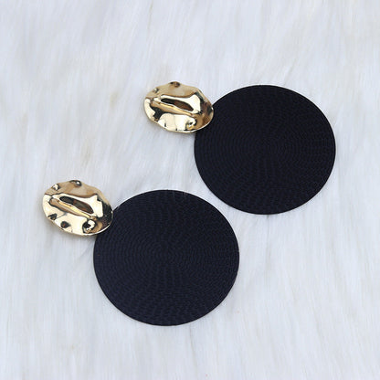 Bohemian Style Round Solid Color Exaggerated Earrings