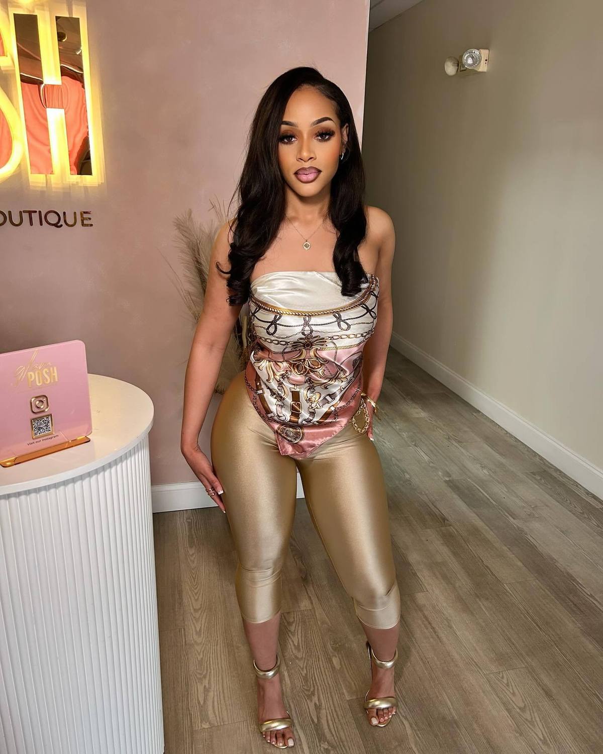 Women Fashion Sexy Printed Tube Top and Tight Pants Set