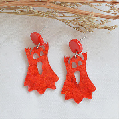 Pendientes colgantes de acrílico con diseño de esqueleto de Halloween para mujer