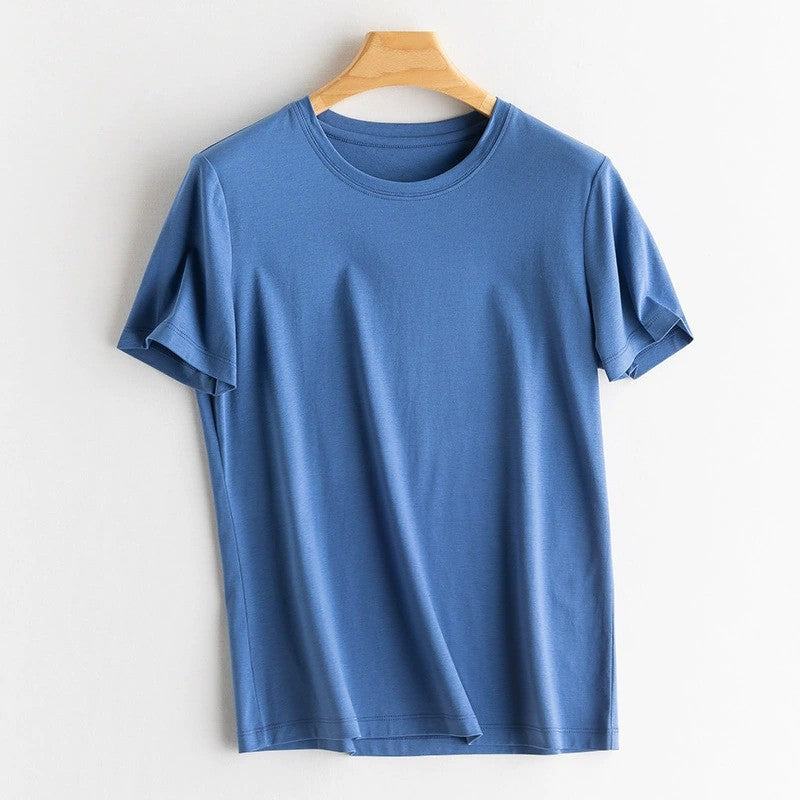 Casual Solid Color Round Neck Short Sleeve Blank T-Shirt